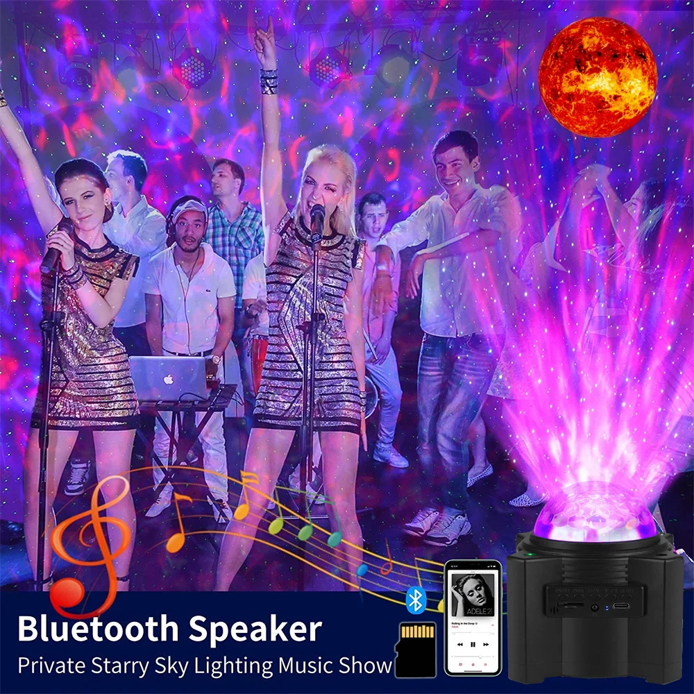 Перезаряжаемая Лампа для проектора Galaxy Star с bluetooth динамиком 12 Planet starry sky ночник