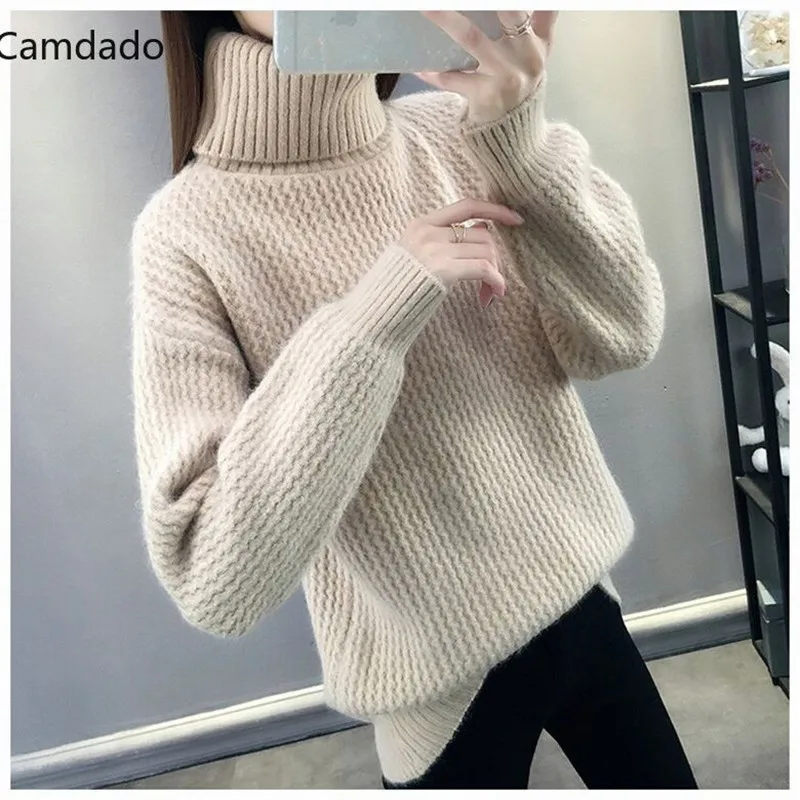 

Autumn High-neck Women Sweater Casual Long sleeve Winter Pullover Women warm female loose Wool sweater Basic wool Sweaters 2021