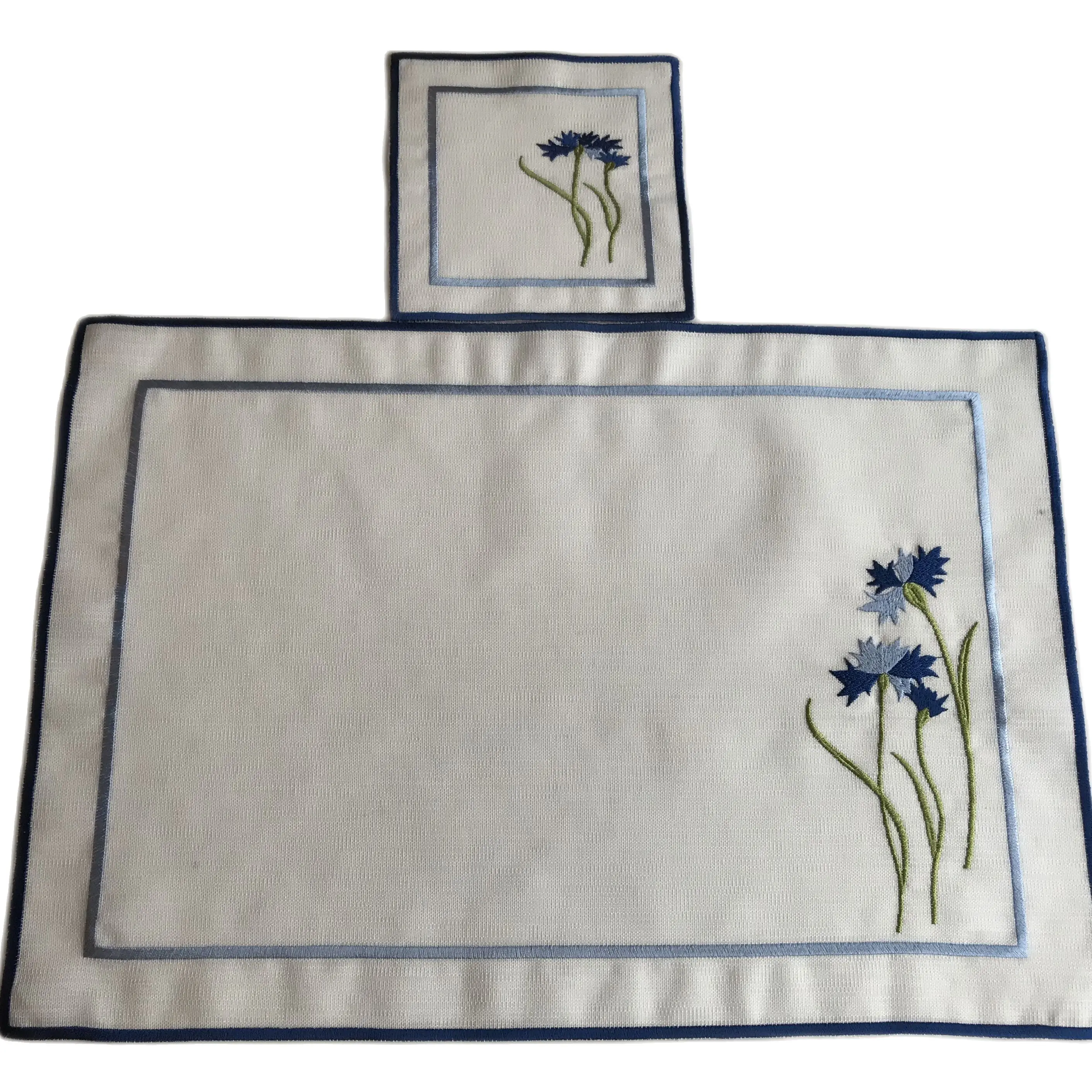 

Table napkins Home Decoration Embroidered 12 or 18 Piece Set Cocktail Dinner Placemat White Blue Gold Table Dinner table decorat