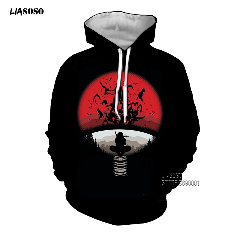 LIASOSO, 3D принт, унисекс, аниме, Наруто, Akatsuki, Учиха Итачи, боль, Какузу, Саске, повседневные толстовки с капюшоном, толстовка, топы, X2647