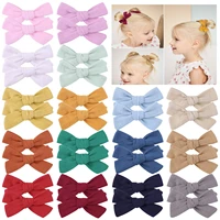 40pcs baby girl hair bows clips solid cotton boutique hairpins barrettes headwear for kids children infant hair accessories