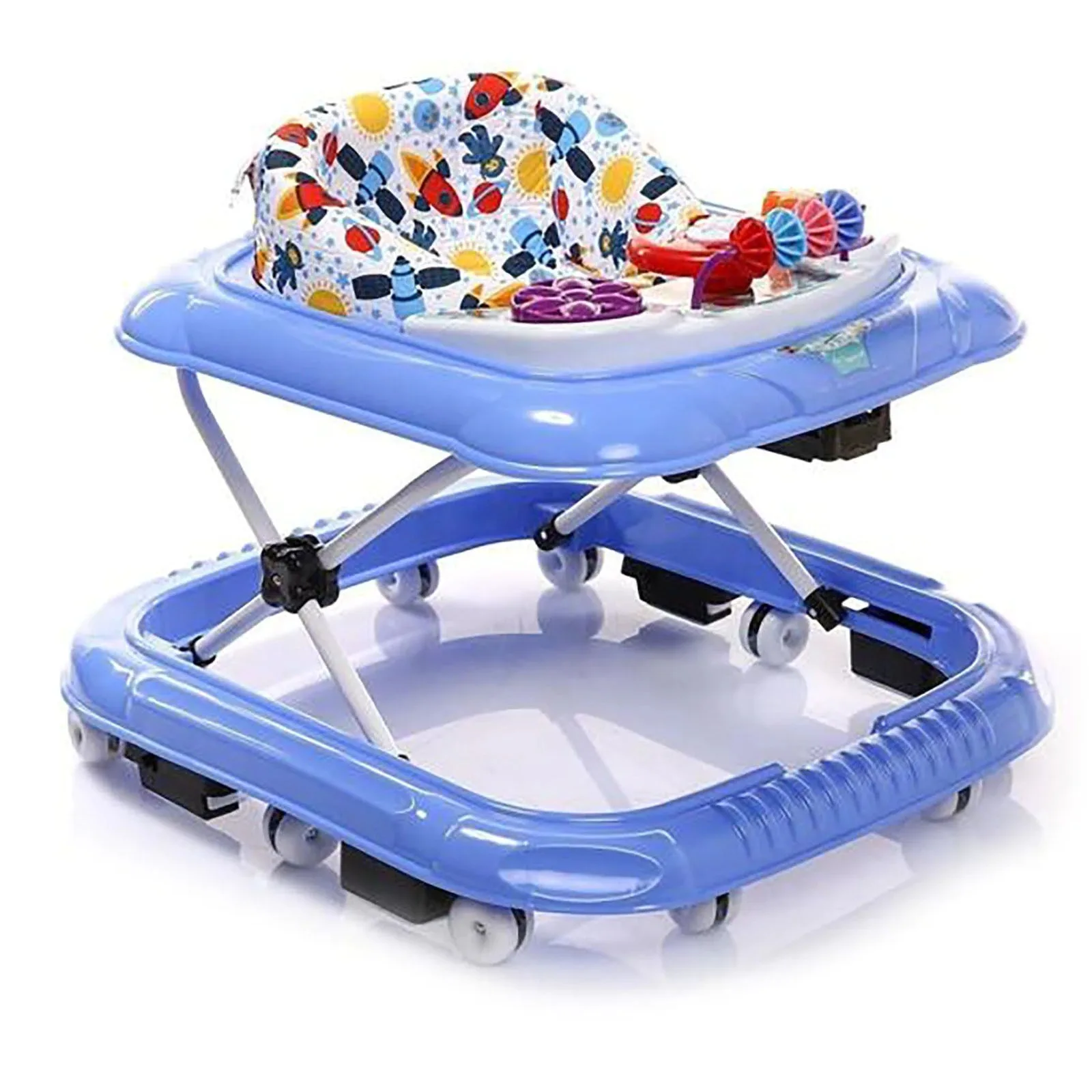 

Wheeled Baby Walker 3 Levels Height Adjustable Orthopedic Fixed Seat Foam Reinforced Quality Seat Upholstery for Kids 18 Months