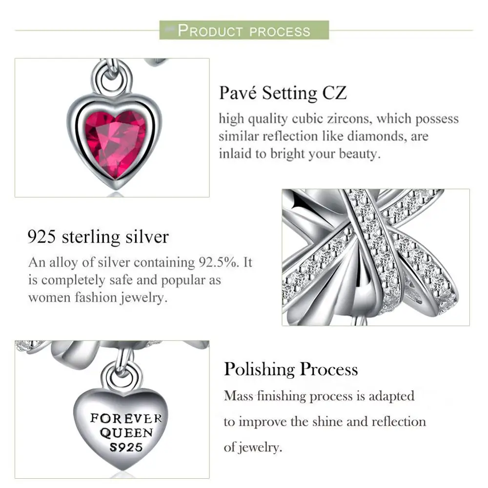 Королева Анна Sweet подвески с бантом кубическим цирконием в форме сердца подходят
