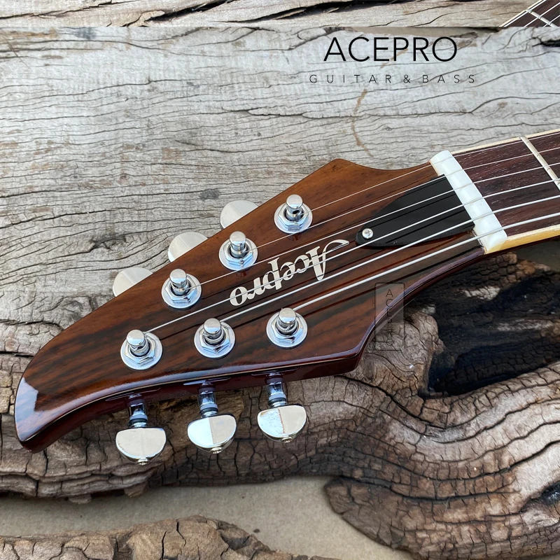 Электрическая гитара Acepro Flame Maple Brown мост Уилкинсона деревянный переплет