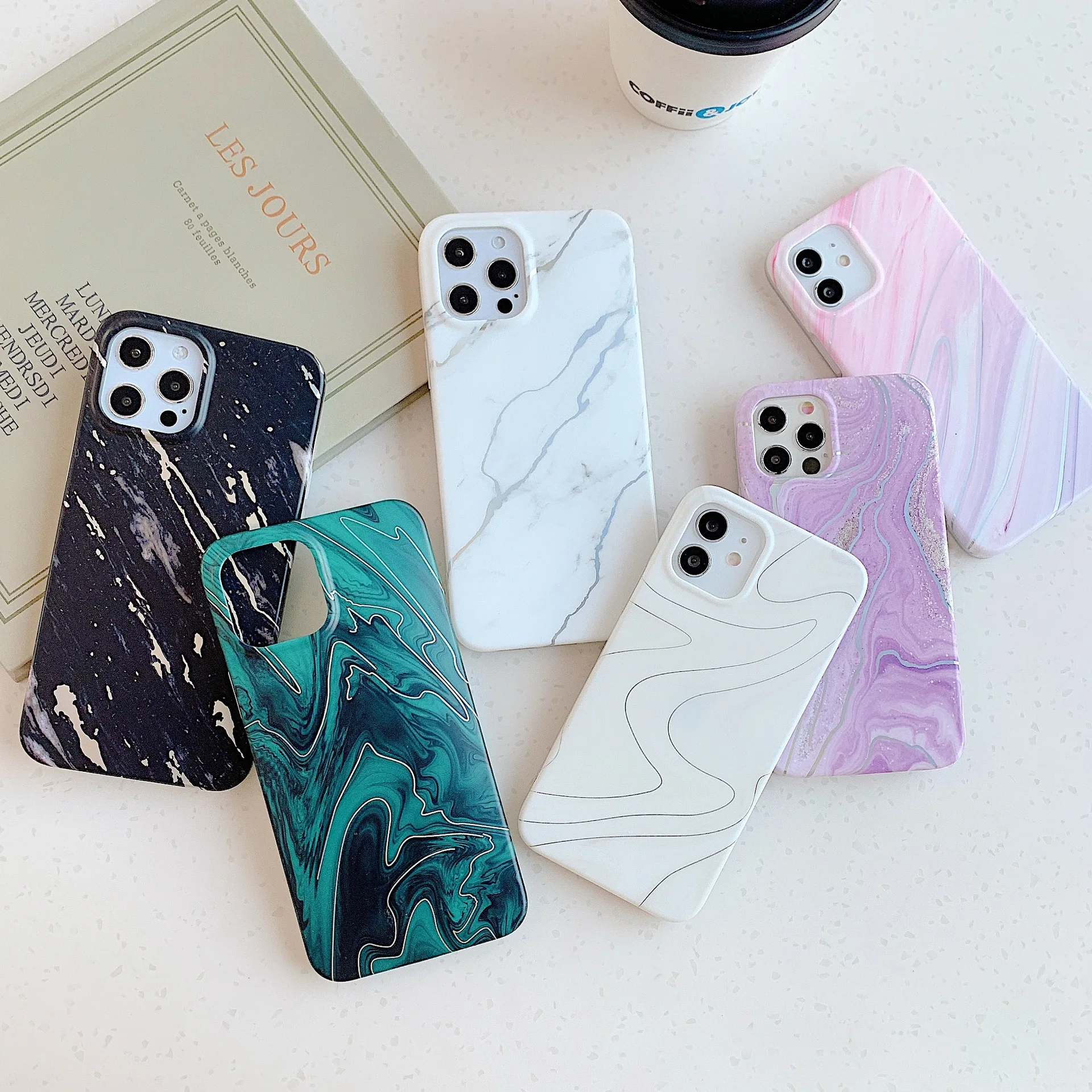 

Laser Marble Phone Case For iPhone 13 12 Pro Max 11Pro Max XR XS Max 7 8 Plus X Luxury Electroplated Gradient Soft Back Coque
