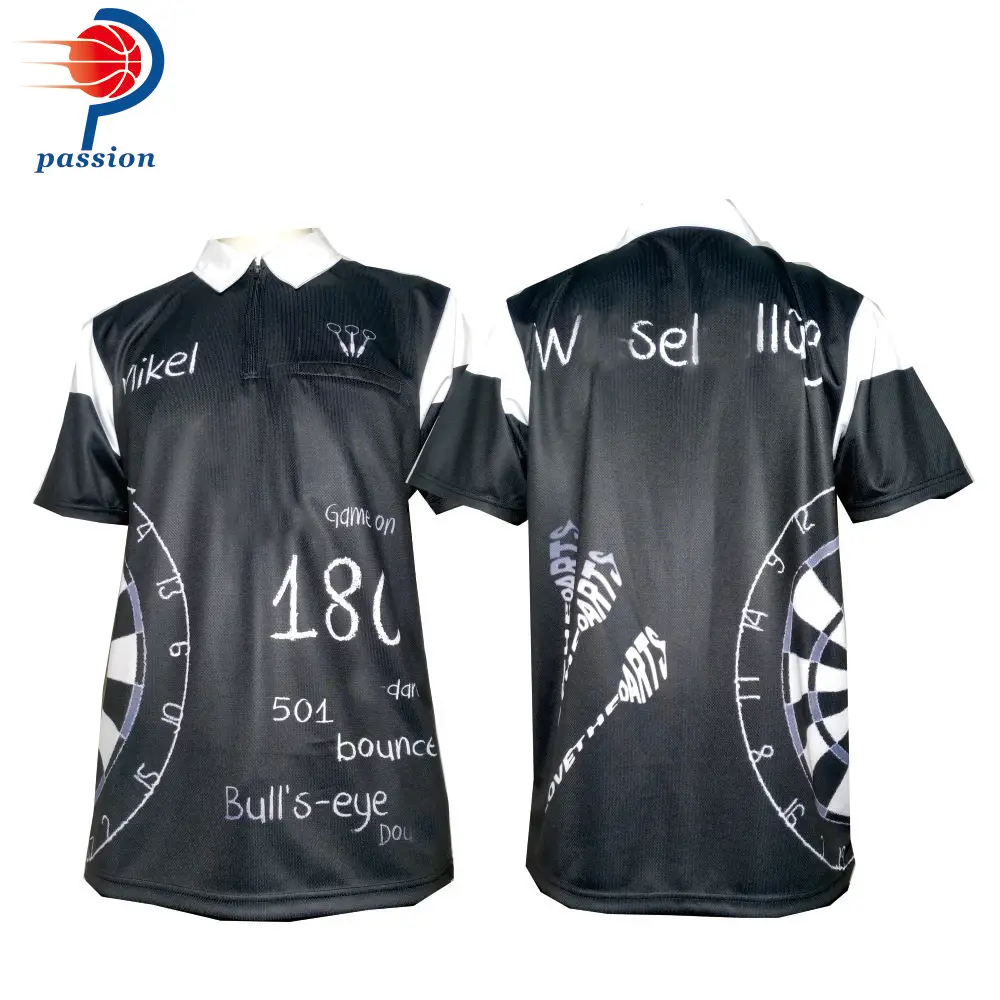 Высококачественная Мужская рубашка дротика с сублимационной печатью на молнии