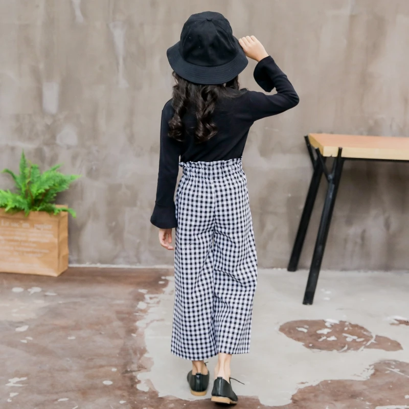 Комплекты детской одежды для девочек футболки с длинными рукавами + клетчатые