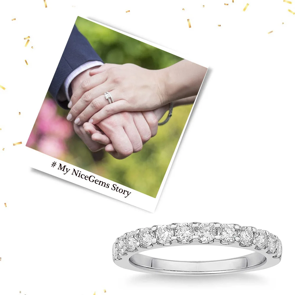 NiceGems 14 k белое золото круглая блестящая 0 63 ctw Муассанит обручальное кольцо на
