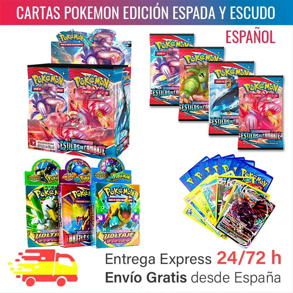 135-348 Spanish Pokemon letters for children envelope or card box collection sword and unofficial shield