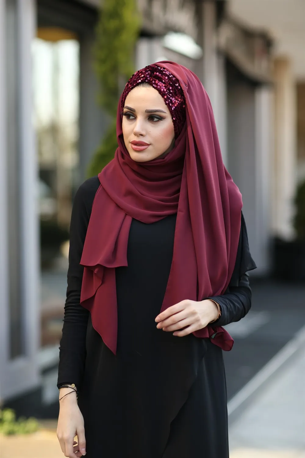 

Hijab Turban Shawl Headscarf Female Head Voile Chiffon Foulard Muslim Clothing For Women Islamic Clothes Accessory Sequin وشاح