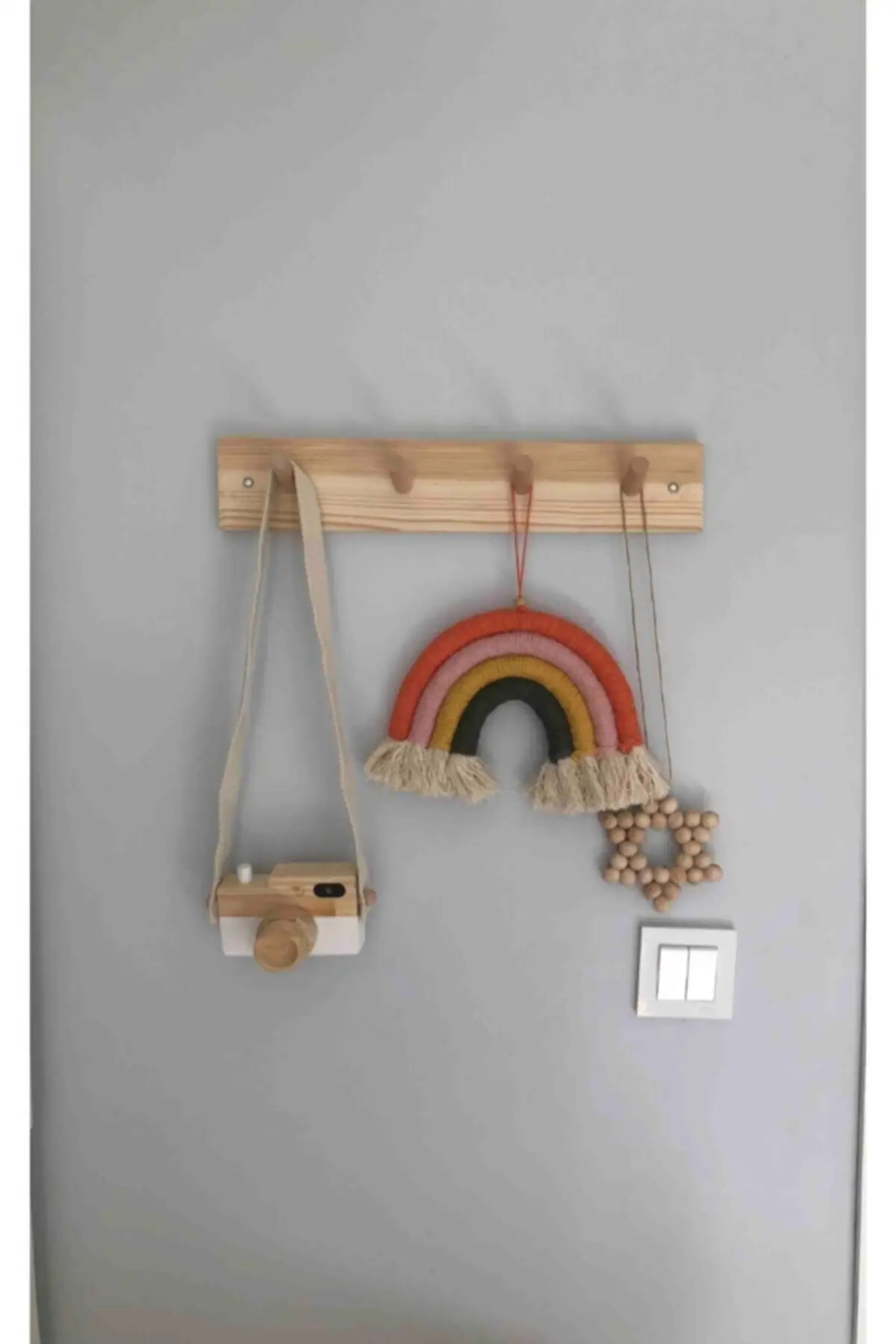 

Rainbow Shaped Macrame Stylish Wall Ornament Colorful Hand Knitted Decorative
