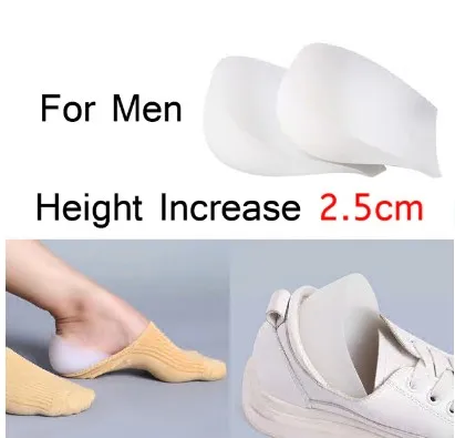 Men --2.5cm 1 пара невидимые силиконовые увеличивающие стельки 2,5/3,5 см высотный Лифт мягкие ножки наполнитель подушки увеличивающие колодки пятки носки унисекс - Цвет: Men --2.5cm