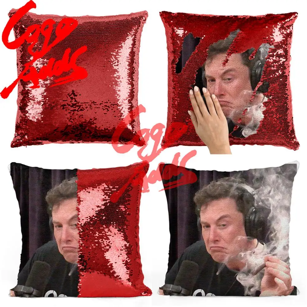 

Elon Musk joint sequin pillow | sequin Pillowcase | Two color pillow | gift for her | gift for him | pillow | magic pillow