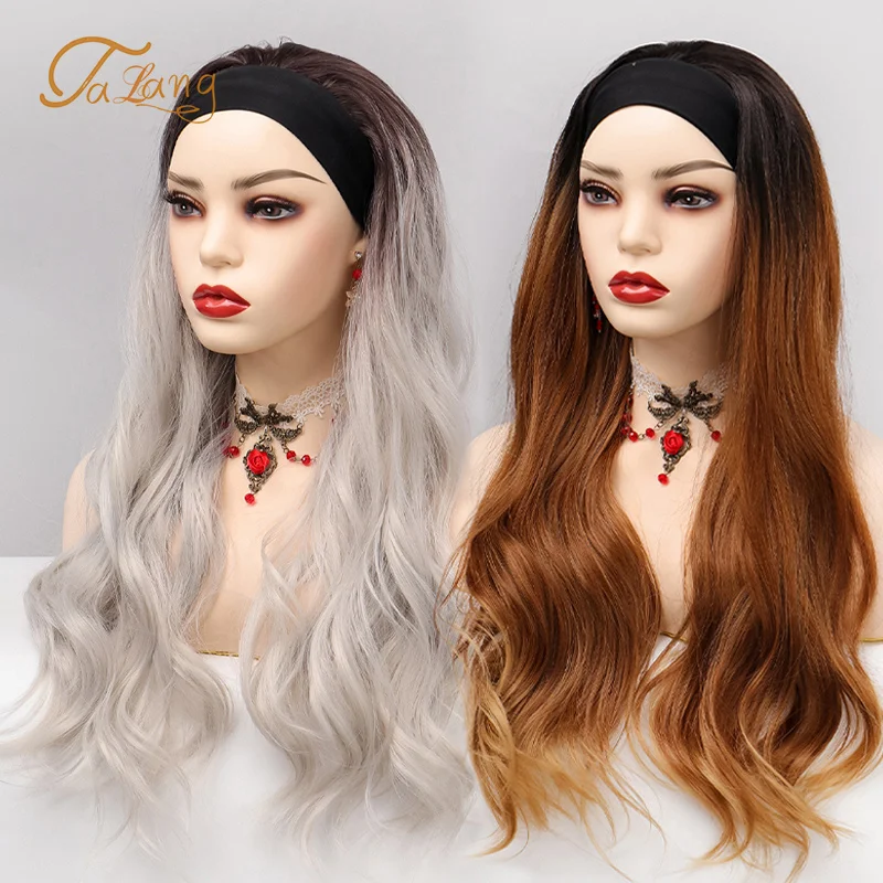 TALANG synthetic wig Blonde White  Body Wave Synthetic Wigs For Women Long Party Natural Heat Resistant Hair silk scarf wig