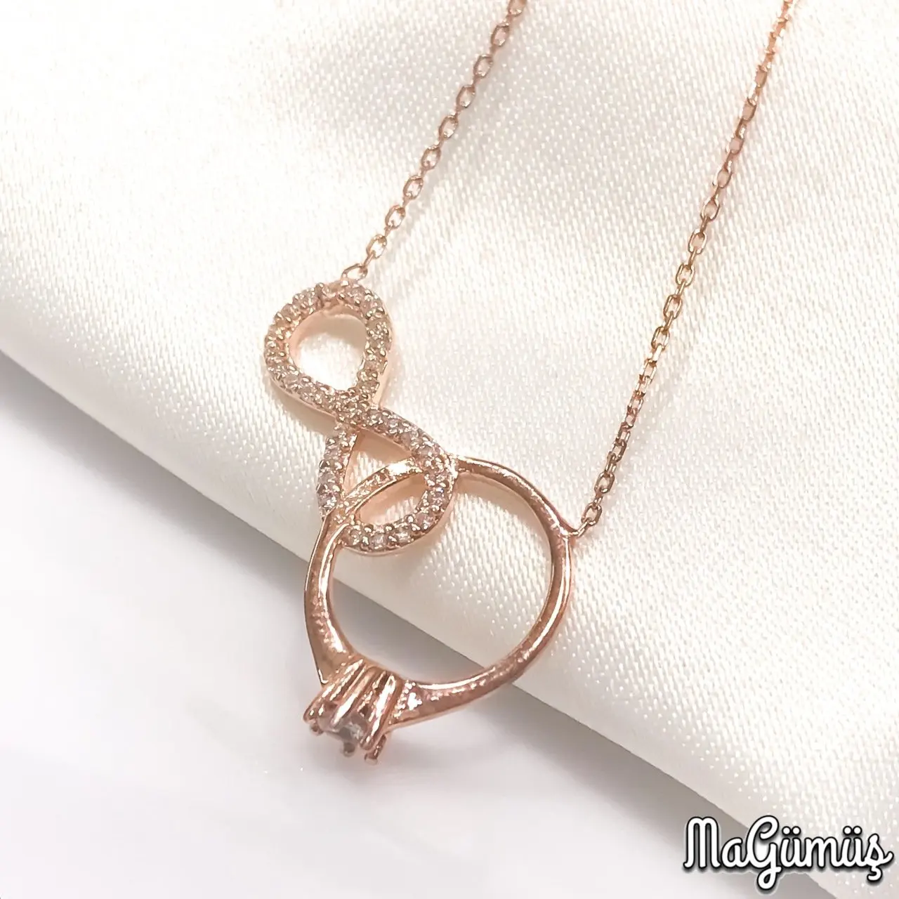 Новое Розовое золото обручальное вечность серебряное Женское Ожерелье |