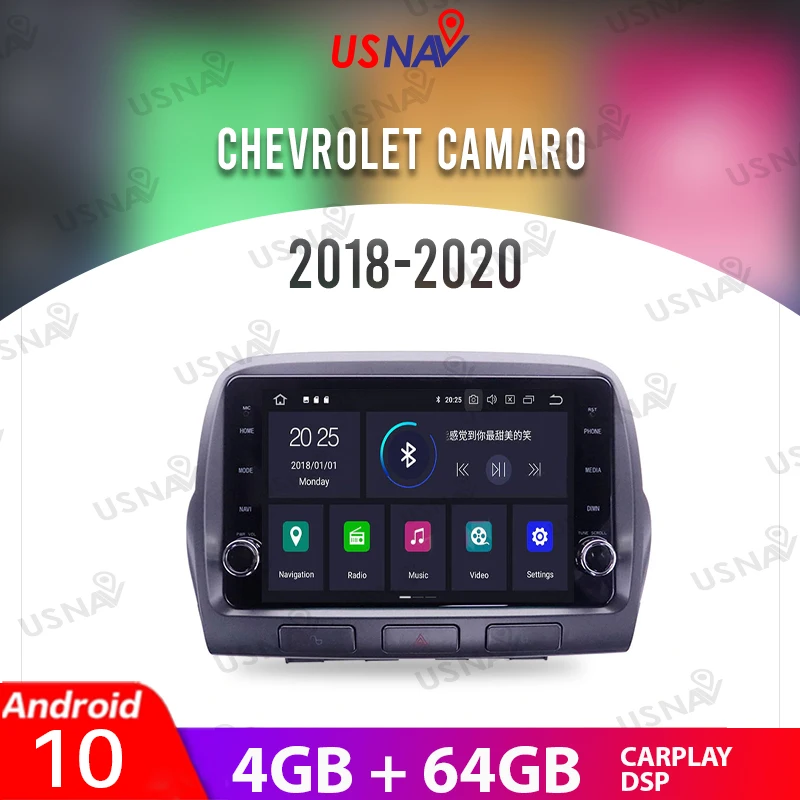 

Автомобильный мультимедийный плеер USNAV, 8 дюймов, Android 10, для Chevrolet CAMARO 2018-2020, GPS навигация, стерео, автомобильное электронное аудио, радио, виде...