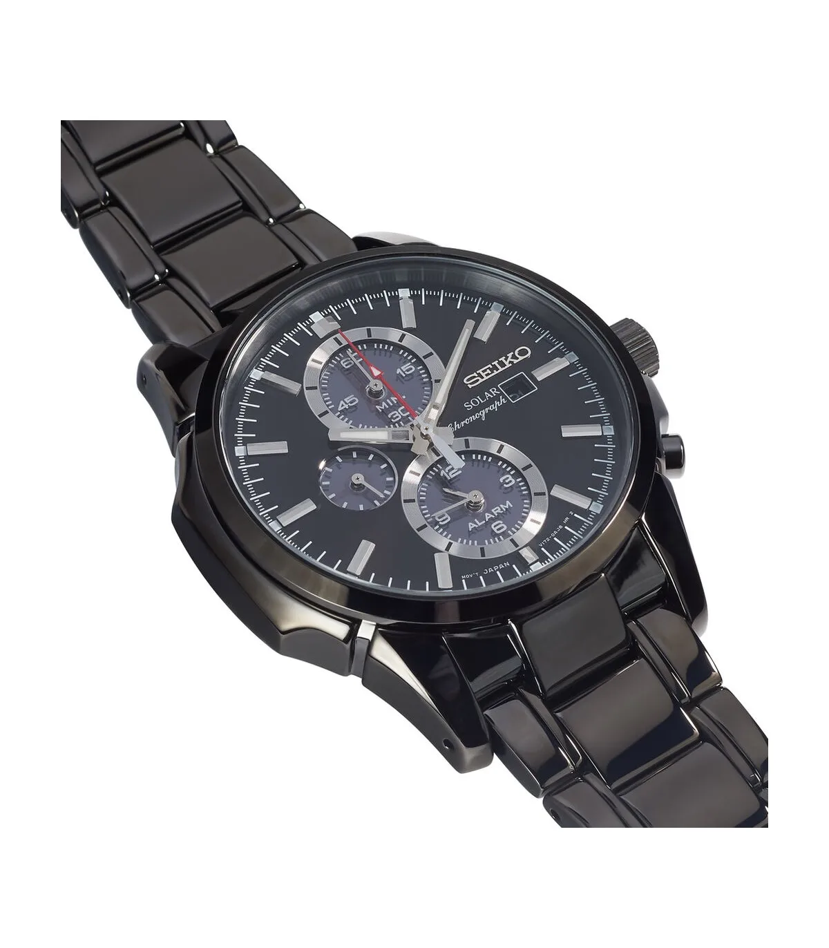 Мужские солнечные часы Seiko SSC095P1 хронограф с будильником стальной ремешок 100 м