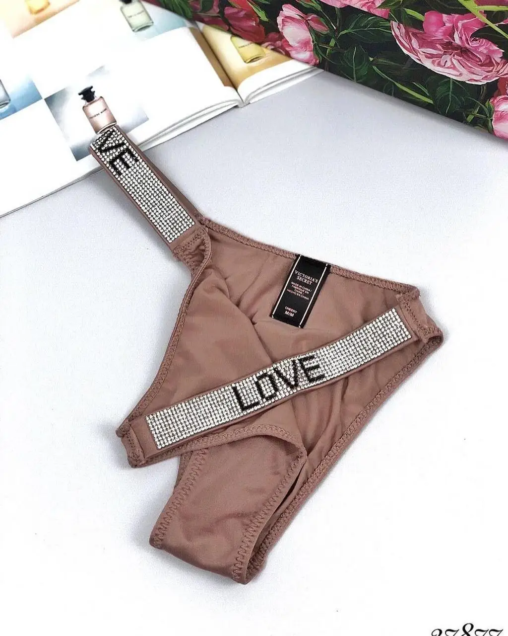Трусики Victoria's Secret LOVE Shine Strap Brazilian Panty Пудра L 46 48|Женские трусики| |