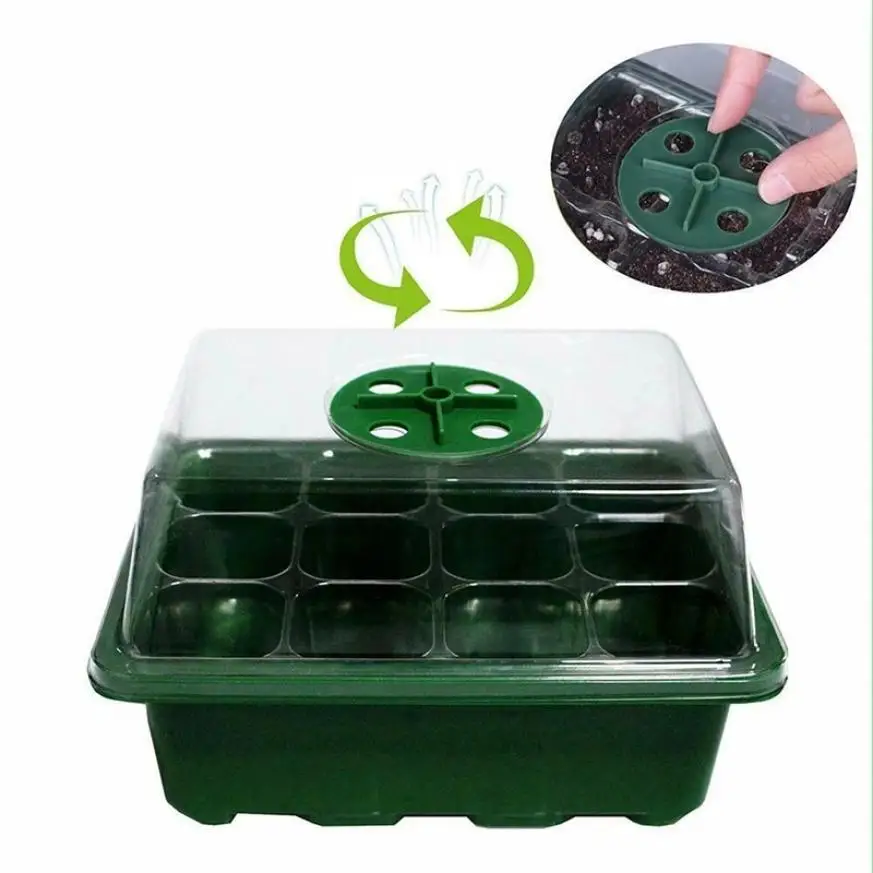 

4pcs 12 Hole Plastic Nursery Pots Plant Seed Grows Box Seed Germination Plant Flower Pot Planting Seed Tray Gardening Supplies