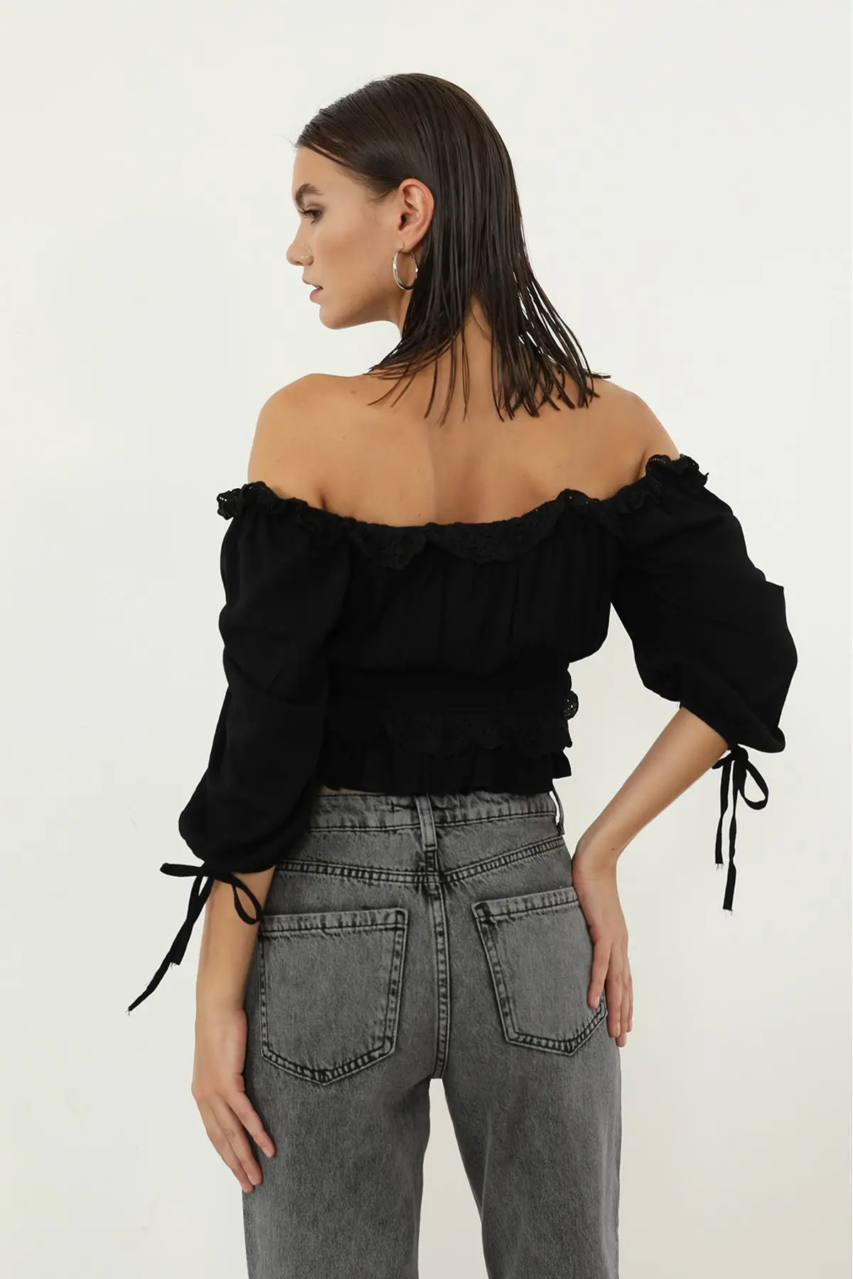 Женская блузка с кружевной отделкой летняя модная футболка из хлопка новая