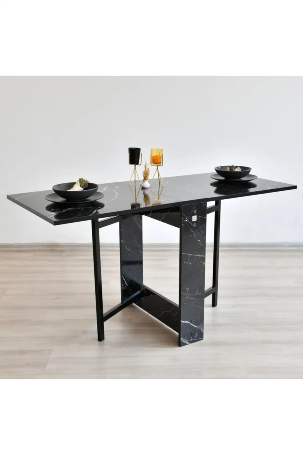 

Butterfly Folding Wooden Table Marble Black