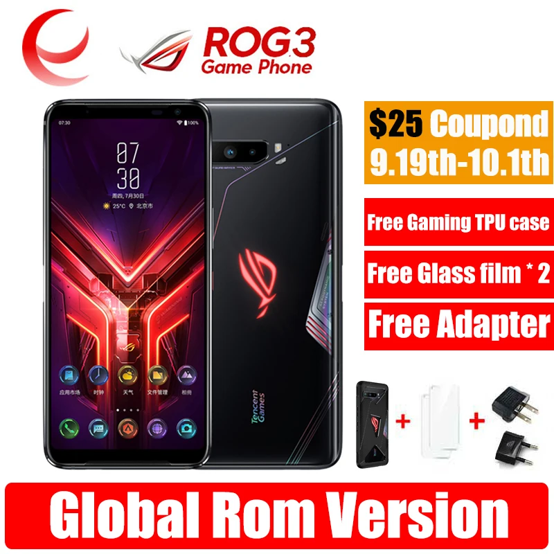 Оригинальный новый телефон ASUS ROG 3 Snapdragon 865 / plus NFC 5G игровой 6000 мА · ч аккумулятор