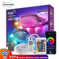 led strip light rgb with 24keys remote control 12v waterproof voice control led bar lights 5m 10m 15m 20m wifi rope led lights