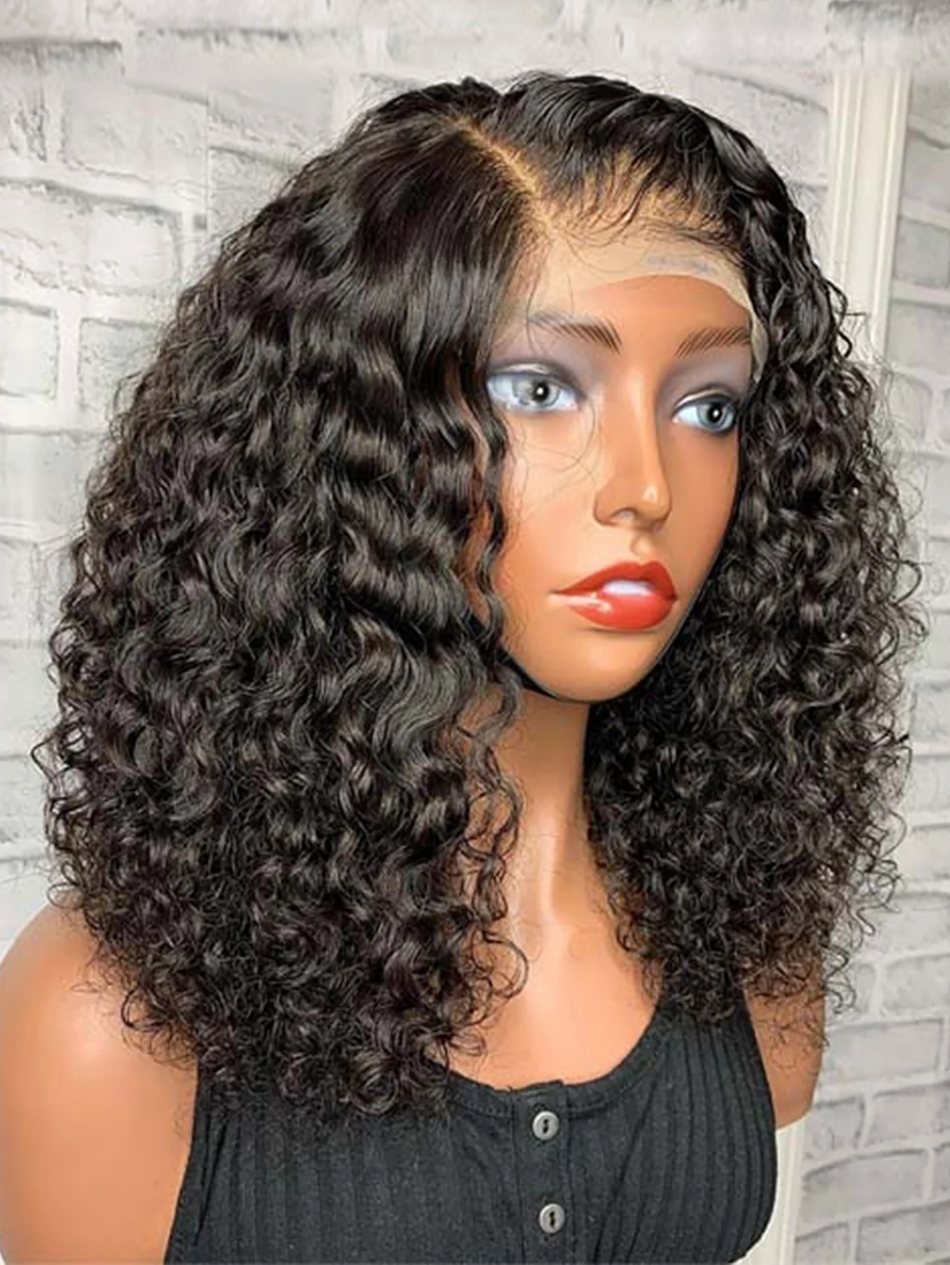 Malaysian Jerry Curly Short Bob Lace Human Hair Wig Pre Plucked For Black Women Glueless 13x4 Deep Wave Closure Wig Remy 150%
