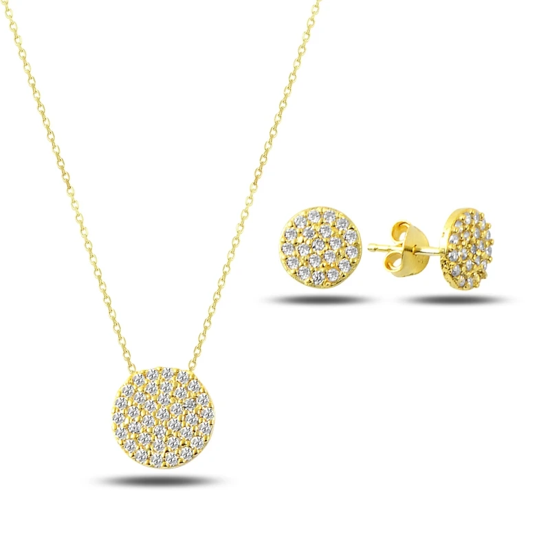 Silver 925 Sterling Round Zircon Stone Set
