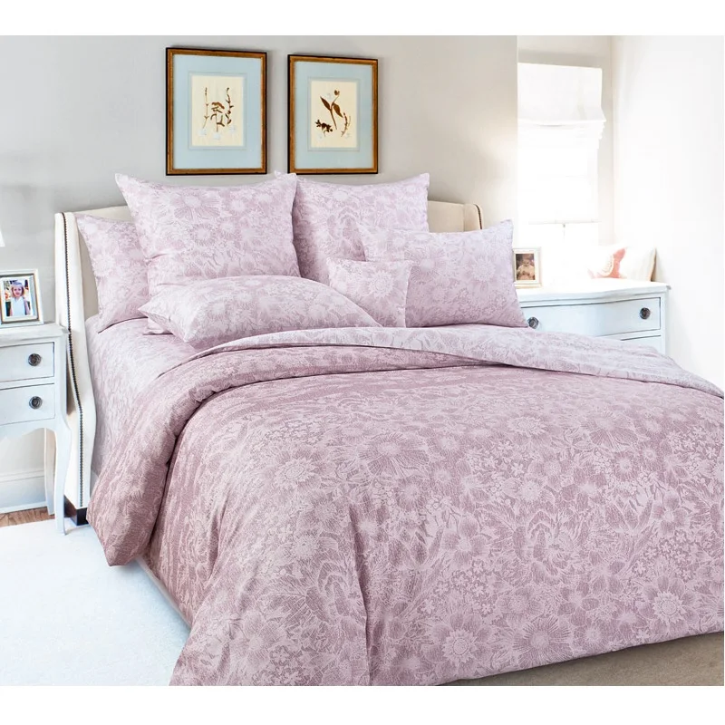 High quality Satin bedding set grey pink color patterns 6 sizes bed linen 4-7pcs/set duvet cover sheet side IV | Дом и сад