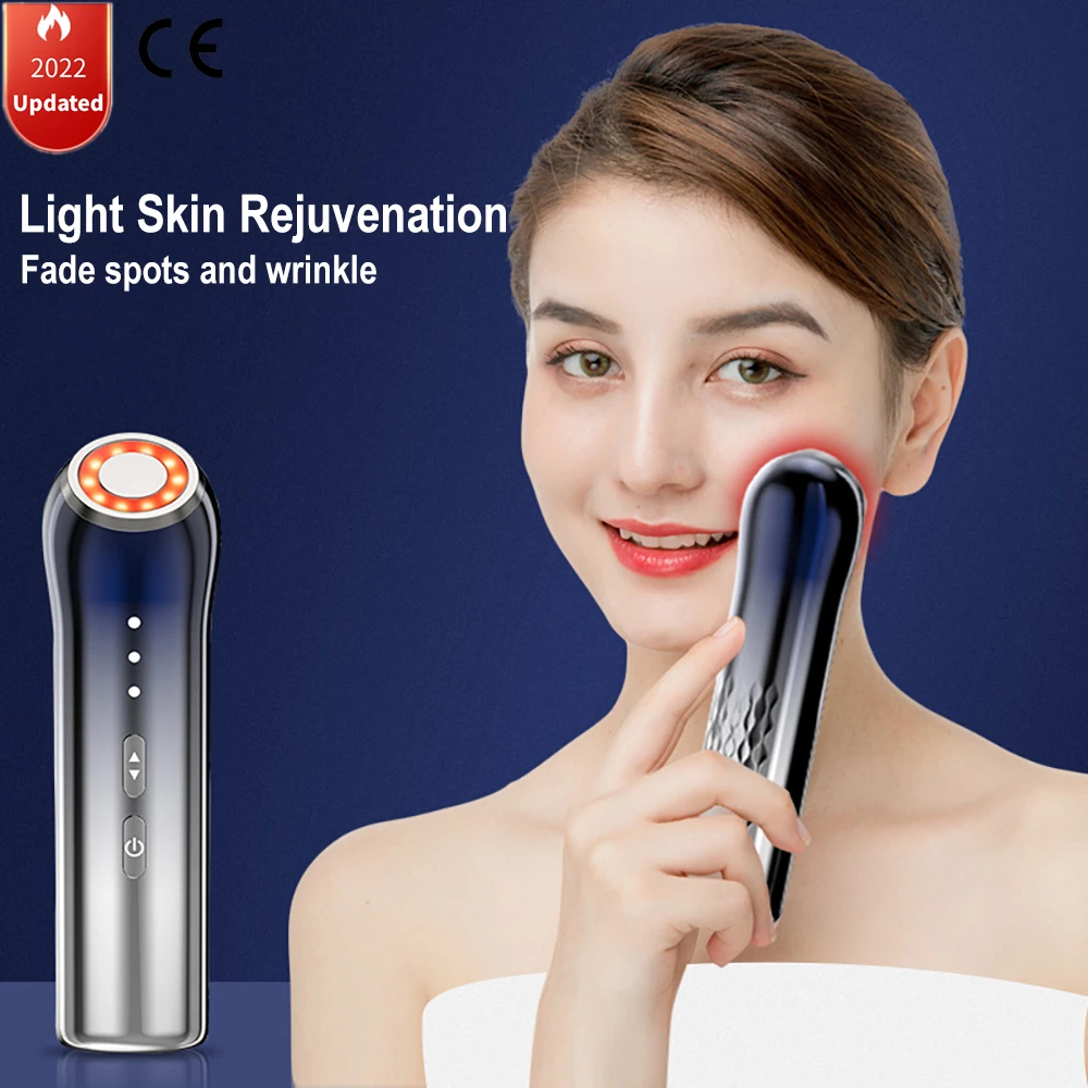 

Ультразвуковой очиститель для массажа лица с красным и синим светом, фототерапия, лифтинг, удаление морщин, Домашнее использование, омоложе...