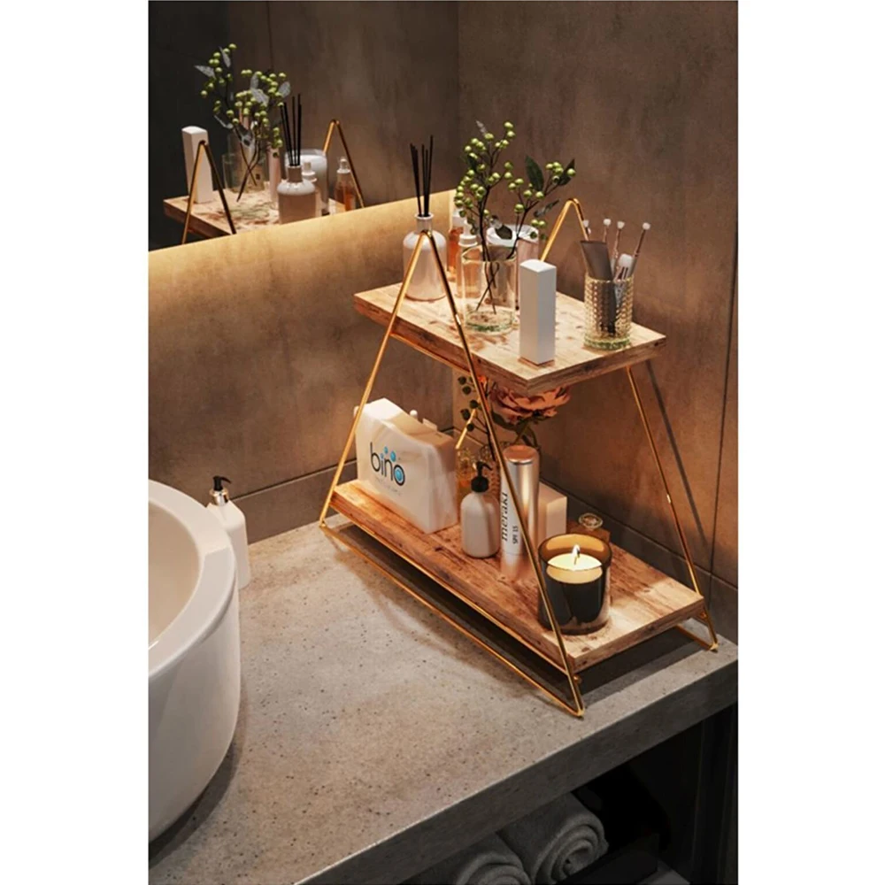 

Decorative Kitchen Bathroom Organizer Triangle Table Serving Rack Cosmetic Storage Rack Double Layer Design Can Be Placed On The Bathroom Sink Counter Home Bathroom Bedroom Cosmetic Cleaning Supplies Storage Organizer