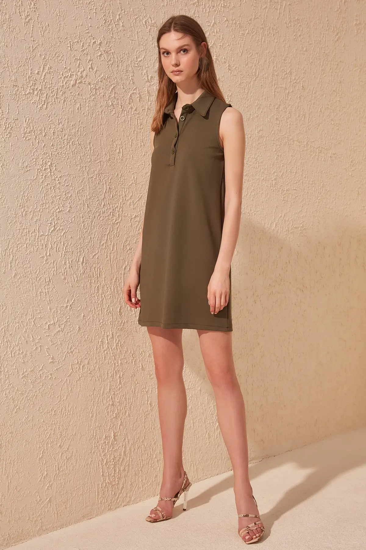 Трикотажное платье рубашка с воротником TWOSS20EL0677|Женские платья| |