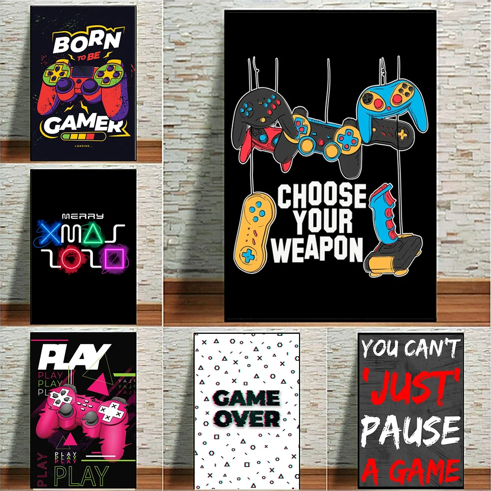 

Game Posters and Prints Gamepad Canvas Painting Graffiti Wall Art Abstract Pictures for Living Room Bar Gaming Room Poster Mural