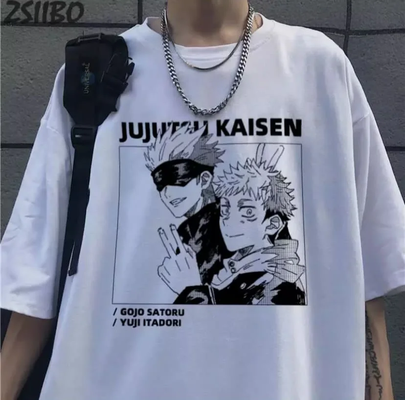 

Anime Jujutsu Kaisen Characters White Unisex T-shirt Fashion Cotton O Neck Top Female TShirt on Street Trend 2021 New Summer
