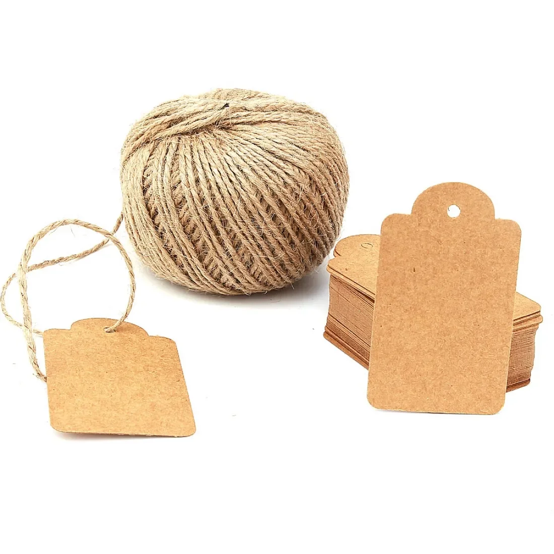

100 Pieces Kraft Tag (With Straw Yarn Gift) DIY Wedding Tag Birthday Tag Newborn Party Babyshower Party Tag