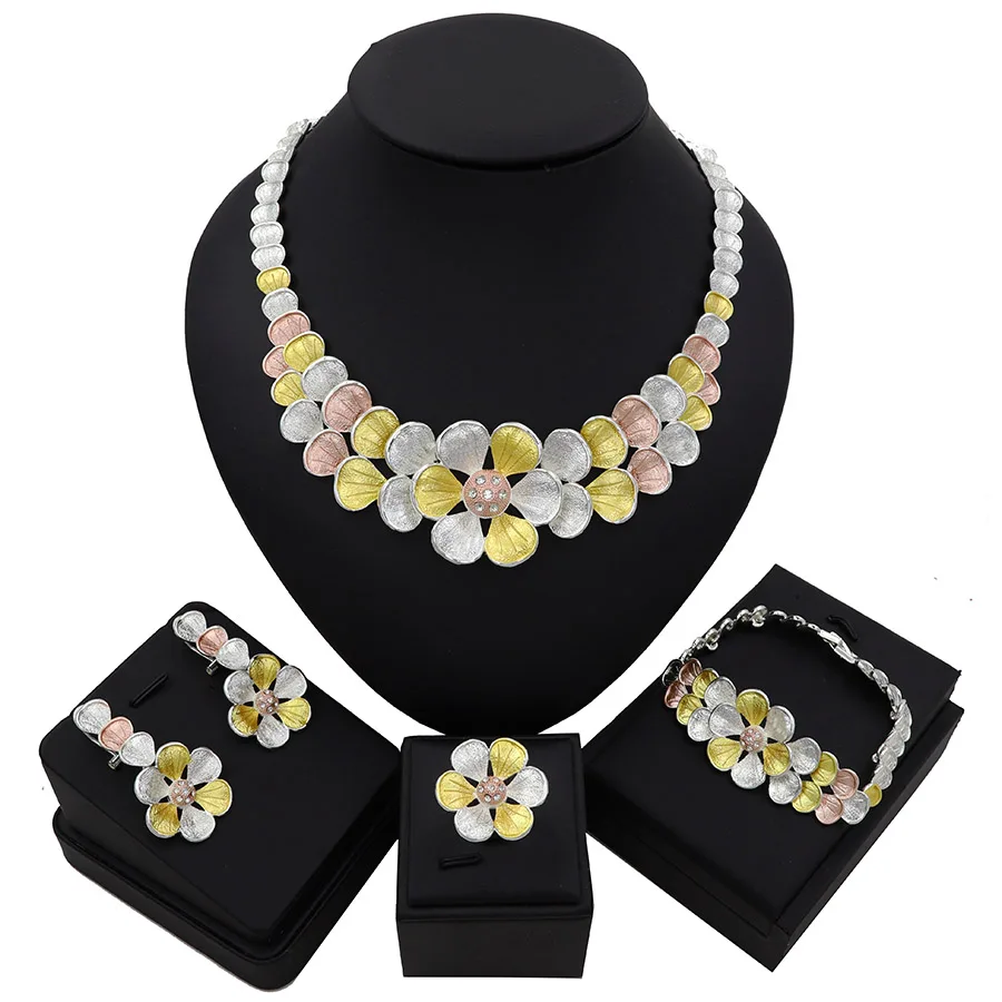 Ювелирные изделия TSROUND с пятью листьями и цветами турецкий Дубай золотые