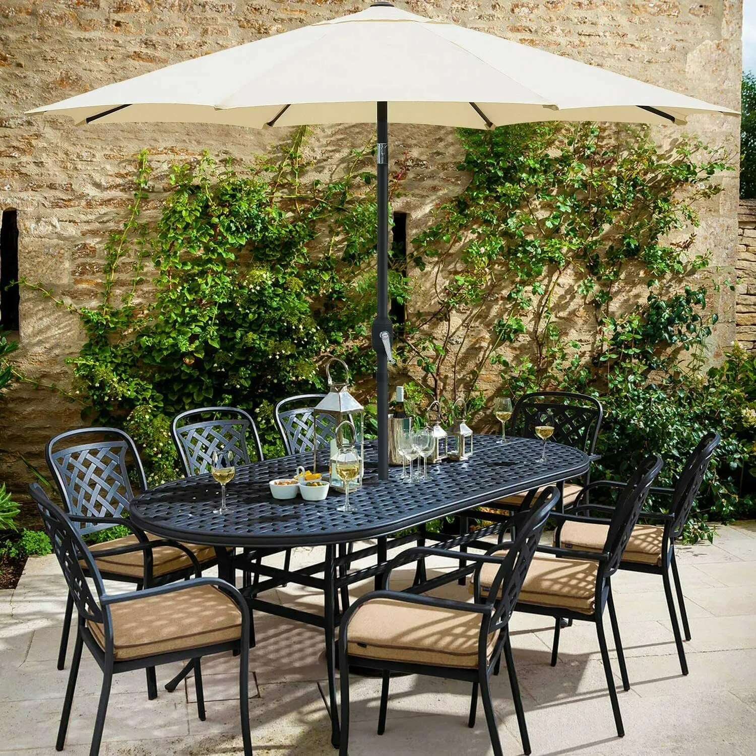 

Whole Umbrella Beach Garden Umbrella 2.7m Parasol Cloth Polyester Graden Anti-UV Diameter Replacement Canopy Umbrella 2 Color