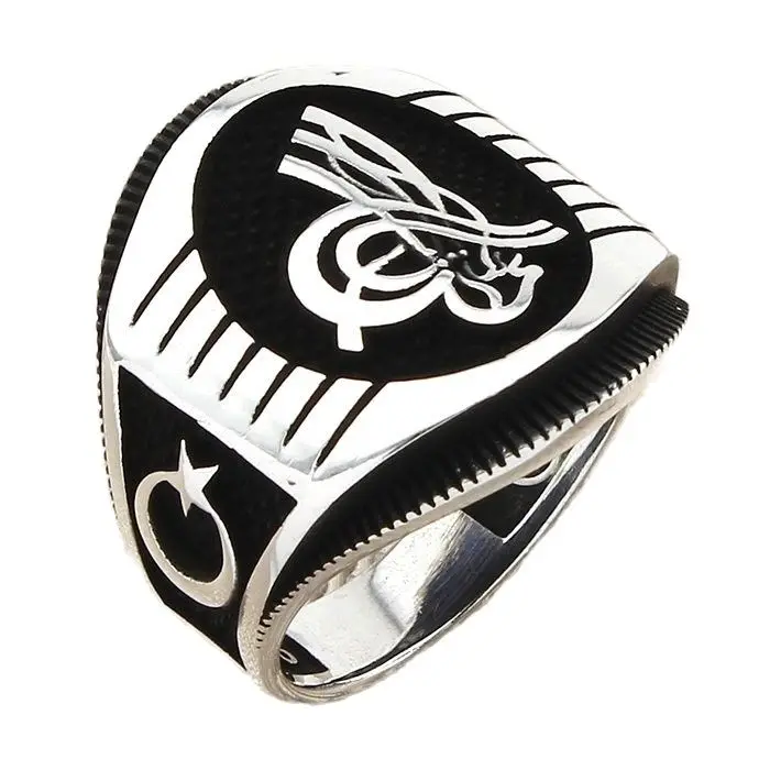 

Мужской оттоманский полумесяц из стерлингового серебра, кольцо со звездой, Винтажные Ювелирные изделия ручной работы, турецкий стиль для м...