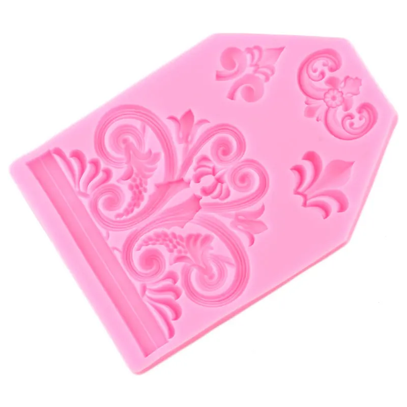 

European Baroque Relief Border Silicone Molds Frame Wedding Cupcake Topper Fondant Cake Decorating Tools Candy Chocolate Moulds