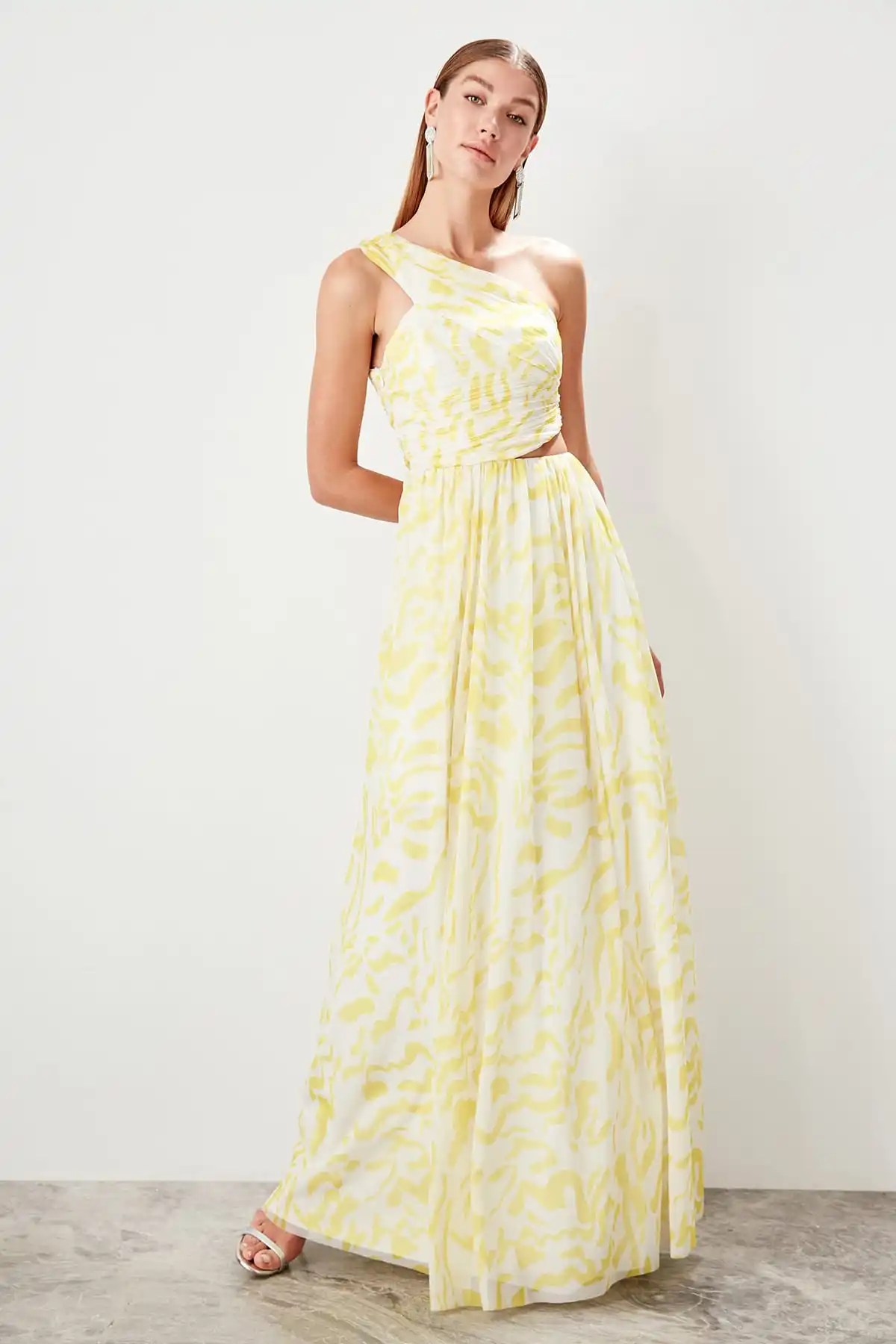 Trendyol вечернее платье в рубчик TPRSS19BB0418