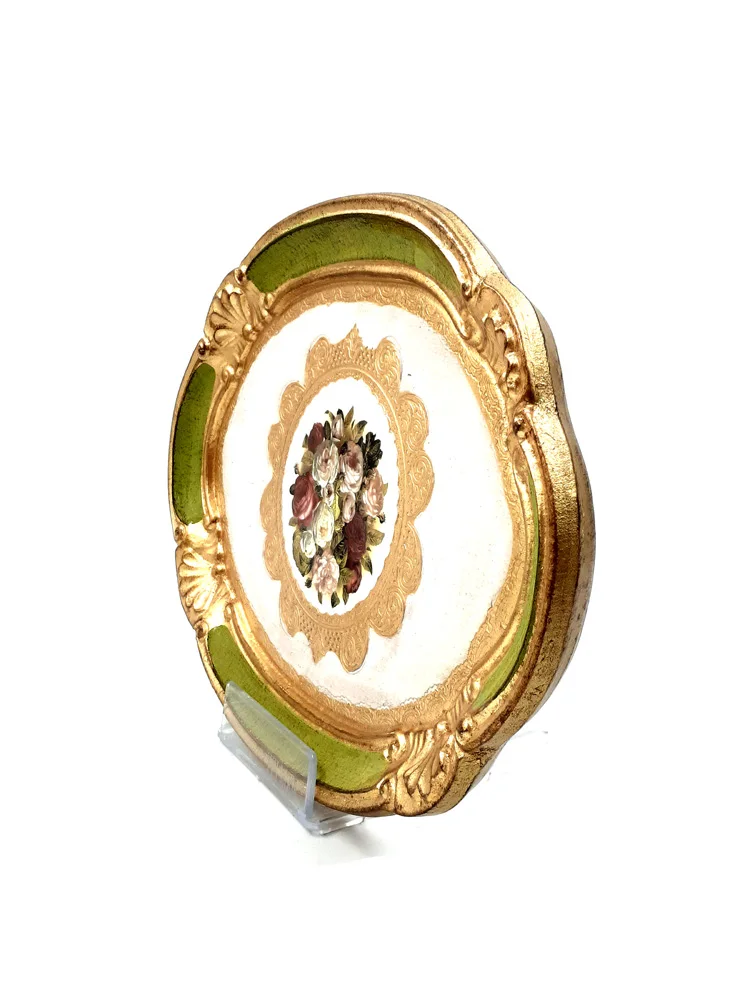 Деревянный поднос с розовым узором ручная работа подходит для помолвки и свадьбы