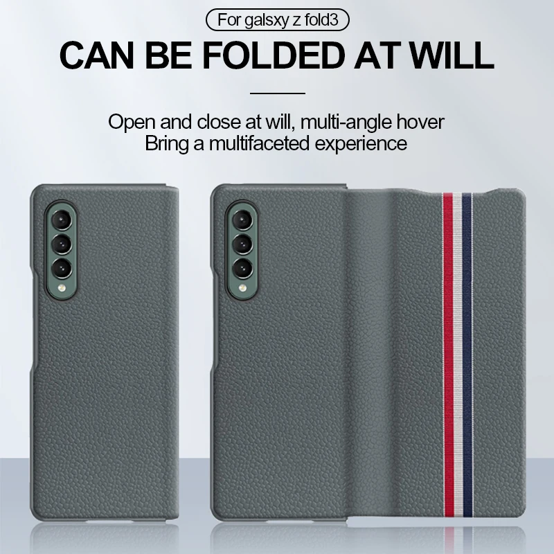 ultra thin genuine leather magnetic flip cover for samsung galaxy z fold 3 fold3 5g case all inclusive phone case free global shipping