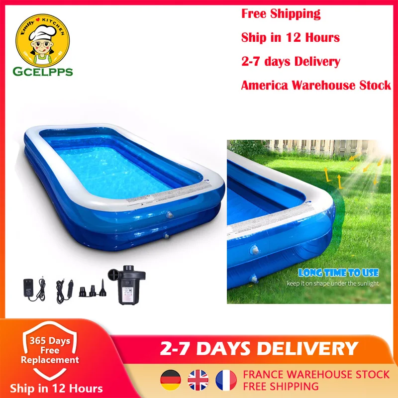 

Inflatable Swimming Pool Family Full-Sized Above Ground Swimming Pools with Air Pump Outdoor Garden Backyard Lounge Pool