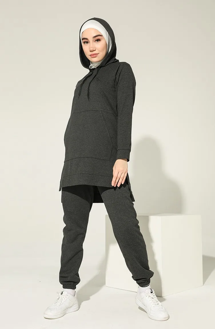 

New Fashion Women Kangaroo Pocket Tracksuit Suit Hijab Casual Version Long Dress Stylish African Dubai Turkey Turkish Made Free