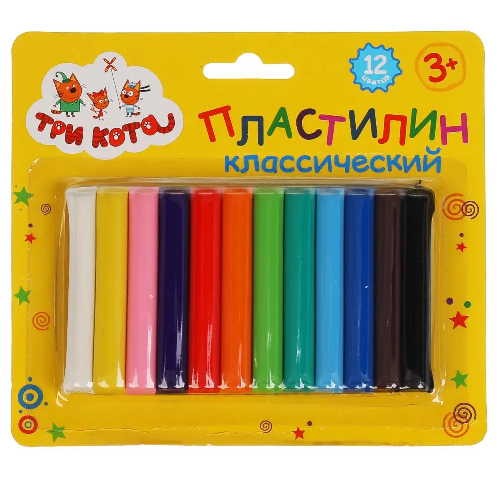 Набор пластилина Три Кота 12 цв. блистер MultiArt 4x30шт MCB-12-TC | Игрушки и хобби