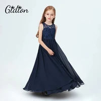 communion princess dress girls flower lace coffion dress for girls blue vintage wedding party formal ball gown children clothing