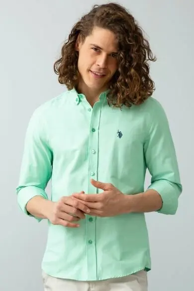 U.S. POLO ASSN. Men's Woven Gomlek - Цвет: Mint Green