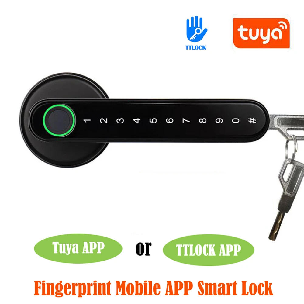 Tuya Smartlife-cerradura biométrica inteligente para puerta de madera y Metal, Control remoto Compatible con aplicación Bluetooth, huella dactilar, para interior