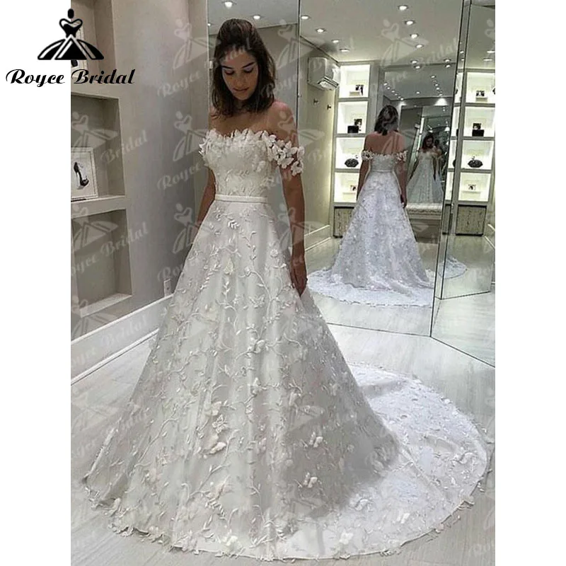 

Vestido De Novia Chic A-Line Off the Shoulder Lace Appliques Cap Sleeve Sweetheart Wedding Dresses Bridal Gown Abito da sposa